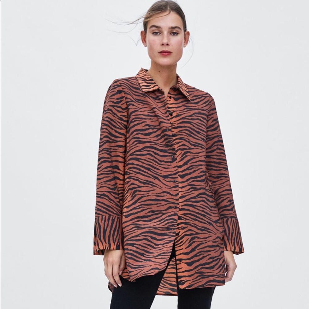ZARA Animal Print BUTTON DOWN